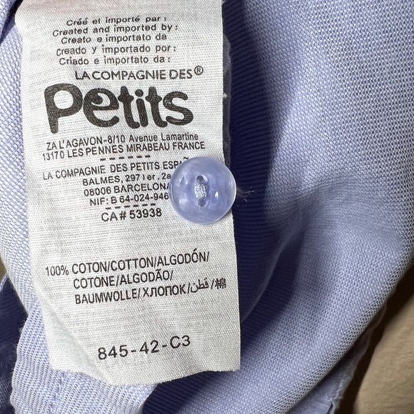 La Compagnie Des Petits Baby Boy Blue Button Up Shirt Double Collar Size 6 Mos - Picture 10 of 11